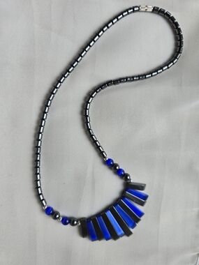 Blue Geometric Hematite Necklace - Women Jewelry